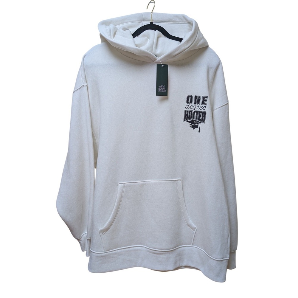 Wild Fable White Hoodie One Degree Hotter Graphic Print Oversized Sweatshirt XL